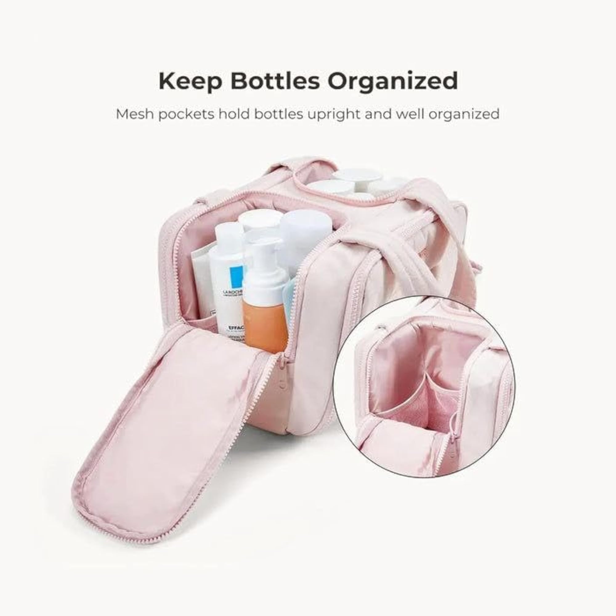 Large Waterproof Mesh Makeup Bag for Women, Portable Toiletry Kit